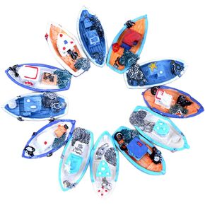 4 Pcs Miniature Dollhouse Boat Sea Fishing Boats Mediterranean Decor Ocean Beach Fairy Garden Micro Landscape Dollhouse Ornament Accessories, Random Styles