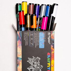 Stencil Stop Acrylic Paint Markers Set of 24 - Premium 3mm Medium Tip Water Resistant Paint Pens for Rock Painting, Wood, Canvas, Stone, Glass, Fabric, DIY Crafts Making and Art Supplies