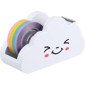 STOBOK Desktop Tape Dispenser,Creative Cloud Tape Dispenser Holder with Rainbow Tape Roll Cutter Washi Tape Dispenser for Kids Art Craft School Office Stationery Supplies