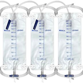 3 قطع 1000 مل حقيبة الساق حقيبة الصرف البولية، حقيبة جمع البول مع الأنابيب، صمام مضاد للارتجاع in Kuwait