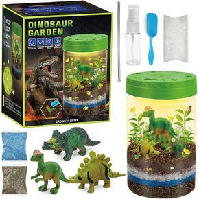Light-Up Dinosaurs Terrarium Kit for Kids, Glow in Dark Dinosaur Toys for Boys Educational, Science Kit for Kids Ages 4 5 6 7 8-12 Year Old, STEM Birthday Gifts for Boys, Kids Gifts for Boys Girls