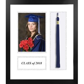 إطار صور أكاديمي للجنسين من Campus Images NCAA Generic للجنسين إطار صور أكاديمي 2018 أبيض وفضي غير لامع مع فتحة شرابة مقاس 5 × 7 بوصات فتحة صورة سوداء مقاس واحد