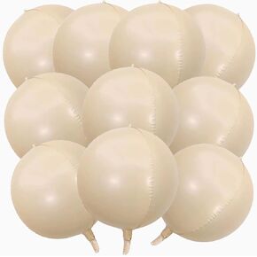 KALOR 10 Pcs 22 Inch Silver Mylar Balloons, Large 4D Giant Round Foil Balloon Big Mirror Metallic Balloons for Birthday Party Baby Shower Gender Reveal Supplies