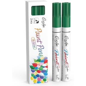 Black Paint Marker Pens, Set of 2 Oil Based Quick Drying and Waterproof Paint Markers for Wood, Rock Painting,Metal,Canvas,DIY Crafts,Art Supplier,Medium Point Tip (Black,2 Pack)
