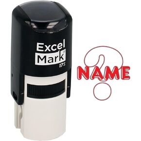 Round Teacher Stamp - Name (Question Mark) - Red Ink