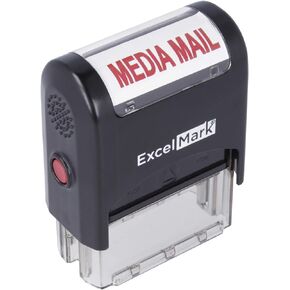 Media Mail Self Inking Rubber Stamp - Red Ink