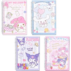 4Pcs Kawaii Spiral Notebook, 8.3 x 5.7 Inches A5 Journals Cute Stationary for Gifts Fun Office Supplies