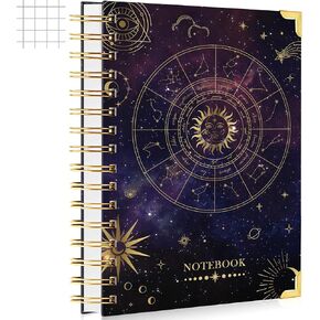 A5 Spiral Dotted Notebook, Dot Bullet Journal for Women, Starry Sky Divination Cover, Gifts for Women Girls, 240 Pages 100GSM Thick Paper, 5.8 x 8.4 Inches