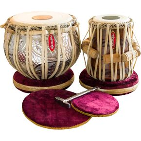 طقم طبلة طبلة للحفلات الموسيقية من مهراجا، بيان نحاسي 4½ كجم، مصمم، أرقى دايان مع حقيبة مبطنة، مطرقة، وسائد وغطاء - مجموعة طبلة طبلة طبلة، طبلة الآلات الموسيقية الهندية (PDI-69) in Kuwait