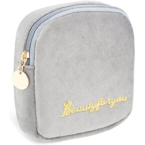 SIDESUGAR Flannel Sanitary Napkin Storage Bags for Teen Girls Women Portable Period Kit Menstrual Cup Pouches Feminine Pad Holder Tampons Collect Bags with Zipper (Black)