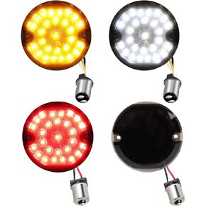 MotoParAcc 1157 أمامي 1156 إشارات الانعطاف LED الخلفية، 3 1/4 بوصة مصابيح خلفية لفرامل الدراجات النارية المسطحة لـ Harley Touring Road King Electra Glide Softail Ultra Classic Ultra Limited - 4 قطع عدسات مدخنة