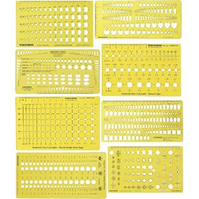Traceease 8 Pieces Lot Jewelry Designing Template Drafting Tools for Stone Size & Weight Calculator, Mix-Pattern Jewellery Stencil