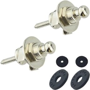 2PCS Black Guitar Strap Locks Quick Release Guitar Strap Locks Set with Black Felt Washers and Mounting Screws,Security Strap locks Buttons Strap Retainer System