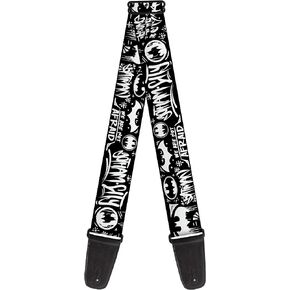 Buckle-Down DC Comics Guitar Strap, Batman Gotham City Graffiti Collage Black White, 2 Inches Wide