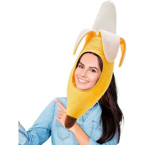 Jococs Banana Costume, Peely Banana Costume for Adults, Plush Fruit Costume,Party Costume for Halloween Dress Up and Crazy Silly Banana Hat Roleplay Cosplay