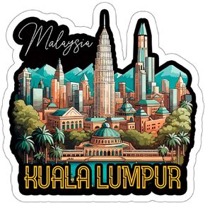 Kuala Lumpur Malaysia Sticker | Vinyl Stickers & Waterproof Decals | Aesthetic Stickers for Laptops, Water Bottles, Phones & More | Cool Stickers for Adults, Teens | 1 Pack (4 x4x0.1")