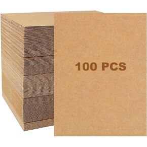 WOPPLXY 100 Pcs 8 x 10 Inch Corrugated Cardboard Sheets, 0.12 Inch/3mm Thick Flat Corrugated Cardboard Filler Insert Sheet Pads Rectangle Brown for Packing, Mailing, DIY Art Supplies