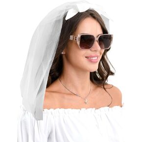 Wedding Veil,Bow Veil for Bride Wedding,Bachelorette Party Veil,Bridal Veil,Bow-Knot Veil,White Short Veil with Comb for Wedding,Engagement,Bridal Shower,Wedding Party Hair Accessories for Women Girls