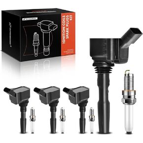 A-Premium Set of 4 Ignition Coil Pack and Iridium Spark Plugs Compatible with Volkswagen Jetta 2014-2018 & Audi A3 Sportback e-tron 2016-2018, 1.4L
