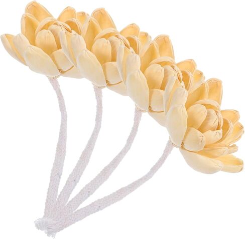 HOMSFOU Arreglos Naturales 4pcs Diffuser Sticks Wood Chinese Artificial Water Lily Flower Rattan Reed Essential Oil Aroma Diffuser Sticks for Home Office Bathroom Bedroom in Saudi Arabia