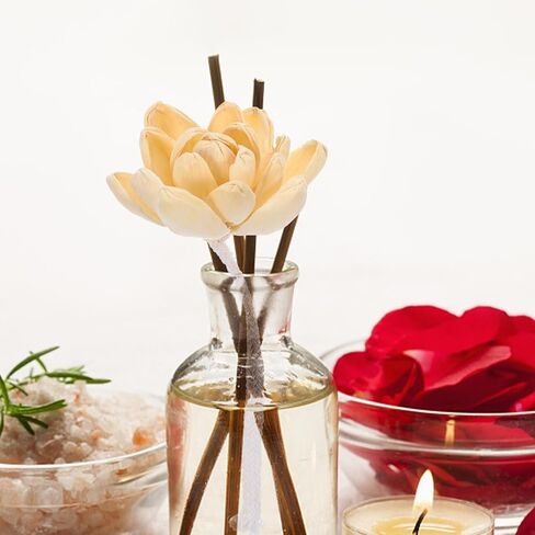 HOMSFOU Arreglos Naturales 4pcs Diffuser Sticks Wood Chinese Artificial Water Lily Flower Rattan Reed Essential Oil Aroma Diffuser Sticks for Home Office Bathroom Bedroom in Saudi Arabia