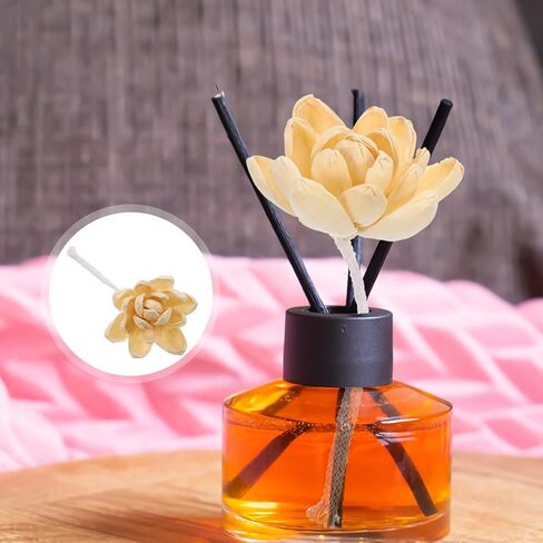 HOMSFOU Arreglos Naturales 4pcs Diffuser Sticks Wood Chinese Artificial Water Lily Flower Rattan Reed Essential Oil Aroma Diffuser Sticks for Home Office Bathroom Bedroom in Saudi Arabia