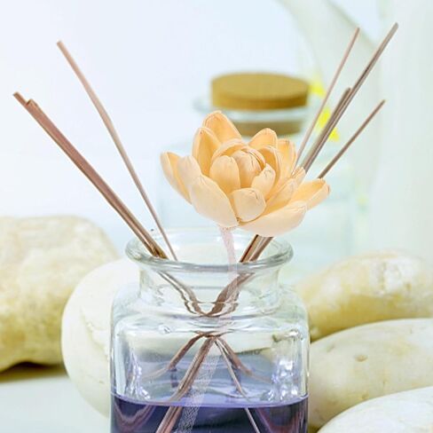 HOMSFOU Arreglos Naturales 4pcs Diffuser Sticks Wood Chinese Artificial Water Lily Flower Rattan Reed Essential Oil Aroma Diffuser Sticks for Home Office Bathroom Bedroom in Saudi Arabia