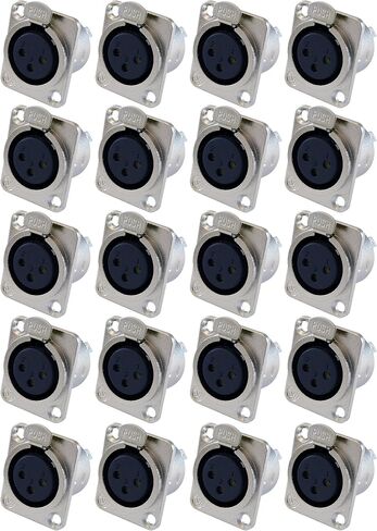 مقبس أنثى GLS Audio XLR ذو 3 دبابيس - مقابس تثبيت على اللوحة من سلسلة D مقاس XLR-F - 20 حزمة in Kuwait