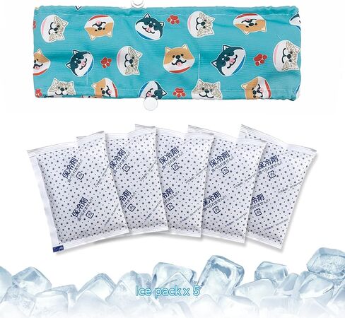 KUDES Dog Cooling Bandana Collar with Recyclable Ice Packs, Pet Dog Adjustable Ice Chill Out Collar Scarf Neck Cooler Wrap for Cat Small Medium Large Dogs Summer (Blue Dogs, Medium) in Kuwait