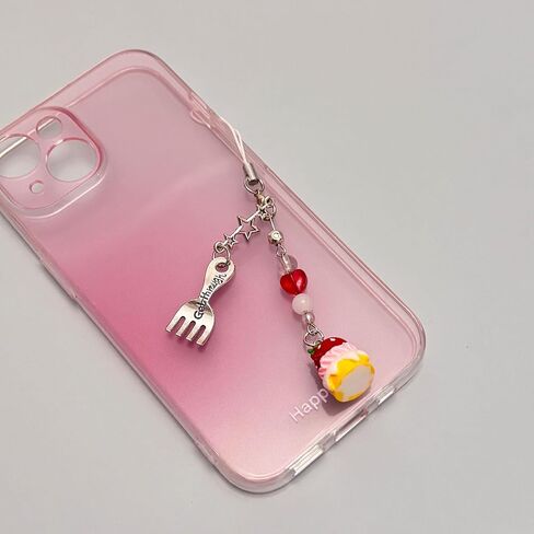 nocoeed Cute Phone Charm Aesthetic Y2K Phone Charms Strap Red Strawberry Bear Star Cake Fork Spoon Heart Accessories for Phone Keychain Camera Purse Backpack Bag Pendants Décor (1x cake) in Kuwait