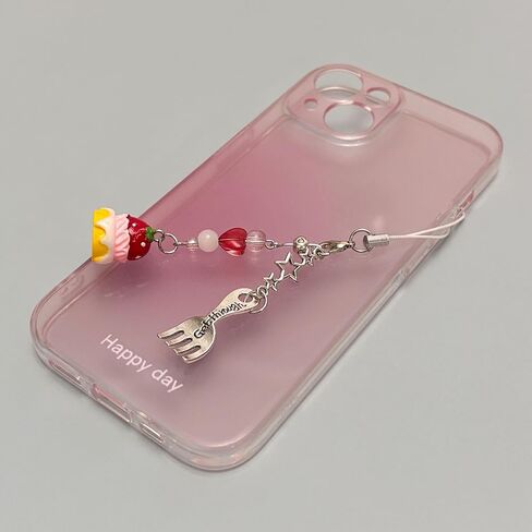 nocoeed Cute Phone Charm Aesthetic Y2K Phone Charms Strap Red Strawberry Bear Star Cake Fork Spoon Heart Accessories for Phone Keychain Camera Purse Backpack Bag Pendants Décor (1x cake) in Kuwait