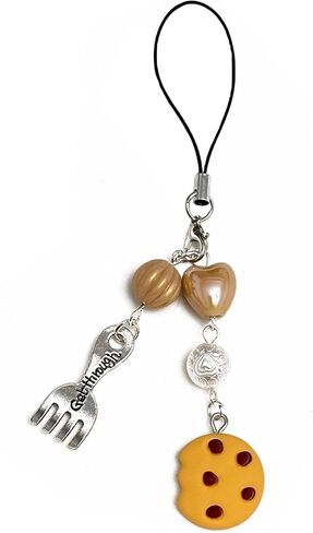 nocoeed Cute Phone Charm Aesthetic Y2K Phone Charms Strap Red Strawberry Bear Star Cake Fork Spoon Heart Accessories for Phone Keychain Camera Purse Backpack Bag Pendants Décor (1x cookie) in Kuwait