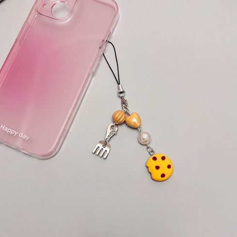 nocoeed Cute Phone Charm Aesthetic Y2K Phone Charms Strap Red Strawberry Bear Star Cake Fork Spoon Heart Accessories for Phone Keychain Camera Purse Backpack Bag Pendants Décor (1x cookie) in Kuwait