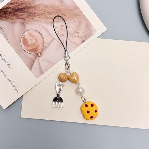 nocoeed Cute Phone Charm Aesthetic Y2K Phone Charms Strap Red Strawberry Bear Star Cake Fork Spoon Heart Accessories for Phone Keychain Camera Purse Backpack Bag Pendants Décor (1x cookie) in Kuwait