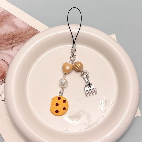 nocoeed Cute Phone Charm Aesthetic Y2K Phone Charms Strap Red Strawberry Bear Star Cake Fork Spoon Heart Accessories for Phone Keychain Camera Purse Backpack Bag Pendants Décor (1x cookie) in Kuwait