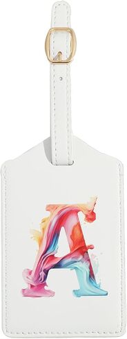 بطاقة الأمتعة الأولية، وبطاقة الأمتعة التي تحمل حرف Monogram، وبطاقة حقيبة السفر المصنوعة من جلد البولي يوريثان، وبطاقة السفر، وبطاقة الاسم، وبطاقة الهوية، وبطاقة تعريف الأمتعة (جلد أبيض + حرف رخامي أزرق، حرف A) in Kuwait