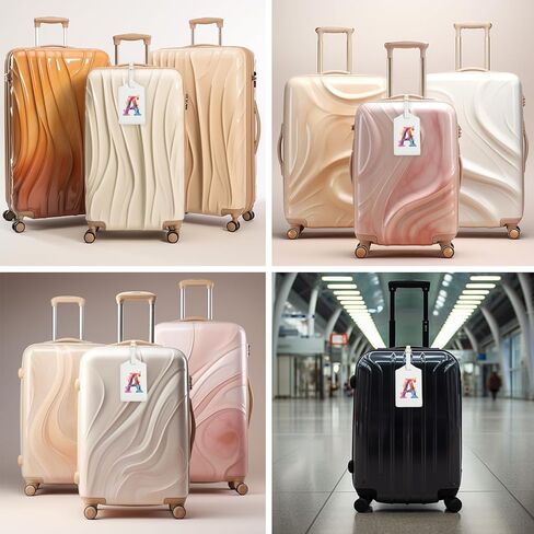 بطاقة الأمتعة الأولية، وبطاقة الأمتعة التي تحمل حرف Monogram، وبطاقة حقيبة السفر المصنوعة من جلد البولي يوريثان، وبطاقة السفر، وبطاقة الاسم، وبطاقة الهوية، وبطاقة تعريف الأمتعة (جلد أبيض + حرف رخامي أزرق، حرف A) in Kuwait