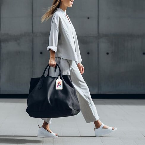 بطاقة الأمتعة الأولية، وبطاقة الأمتعة التي تحمل حرف Monogram، وبطاقة حقيبة السفر المصنوعة من جلد البولي يوريثان، وبطاقة السفر، وبطاقة الاسم، وبطاقة الهوية، وبطاقة تعريف الأمتعة (جلد أبيض + حرف رخامي أزرق، حرف A) in Kuwait