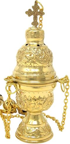 Needzo High Polished Brass Hanging Incense Burner Censer with Bells, 8 Inch in Saudi Arabia