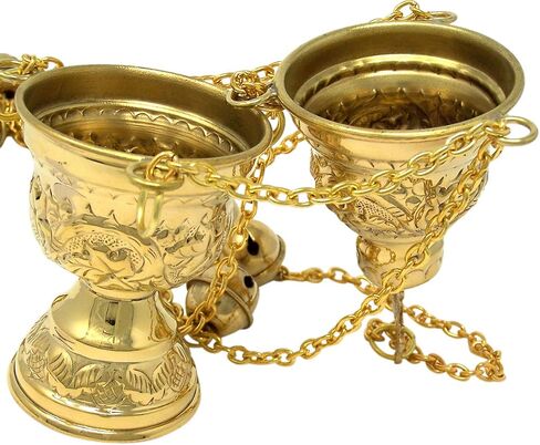 Needzo High Polished Brass Hanging Incense Burner Censer with Bells, 8 Inch in Saudi Arabia