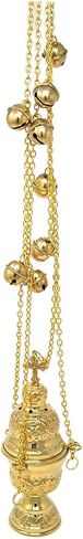 Needzo High Polished Brass Hanging Incense Burner Censer with Bells, 8 Inch in Saudi Arabia