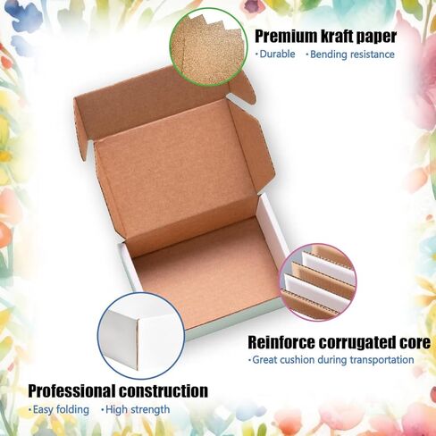 25 عبوة من صناديق الشحن الصغيرة لصناديق بريد الأعمال الصغيرة، صناديق تغليف مموجة بيضاء مقاس 6 × 6 × 2 بوصة، صناديق بريد قوية وشحن للمجوهرات أو الهدايا أو عيد الميلاد أو صناديق اقتراحات الزفاف in Kuwait