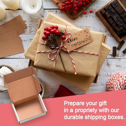 25 عبوة من صناديق الشحن الصغيرة لصناديق بريد الأعمال الصغيرة، صناديق تغليف مموجة بيضاء مقاس 6 × 6 × 2 بوصة، صناديق بريد قوية وشحن للمجوهرات أو الهدايا أو عيد الميلاد أو صناديق اقتراحات الزفاف in Kuwait