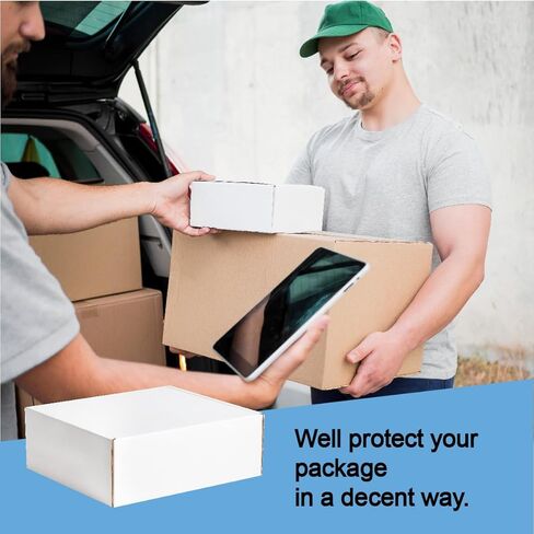 25 عبوة من صناديق الشحن الصغيرة لصناديق بريد الأعمال الصغيرة، صناديق تغليف مموجة بيضاء مقاس 6 × 6 × 2 بوصة، صناديق بريد قوية وشحن للمجوهرات أو الهدايا أو عيد الميلاد أو صناديق اقتراحات الزفاف in Kuwait