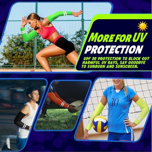 Geyoga 4 Pairs Arm Sleeves for Men Women Reflective UV Arm Sleeves Cooling Protection Arm Sleeves Cover in Saudi Arabia