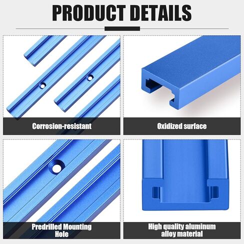 Zonon 4 Set 48'' T Track for Woodworking and T Track Intersection Kit with Predrilled Mounting Holes Wood Screw Double Cut Profile Universal T Track Accessory Aluminum T Rail Track Woodworking Tool in Saudi Arabia