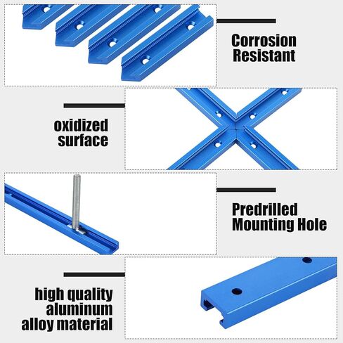 Zonon 4 Set 48'' T Track for Woodworking and T Track Intersection Kit with Predrilled Mounting Holes Wood Screw Double Cut Profile Universal T Track Accessory Aluminum T Rail Track Woodworking Tool in Saudi Arabia