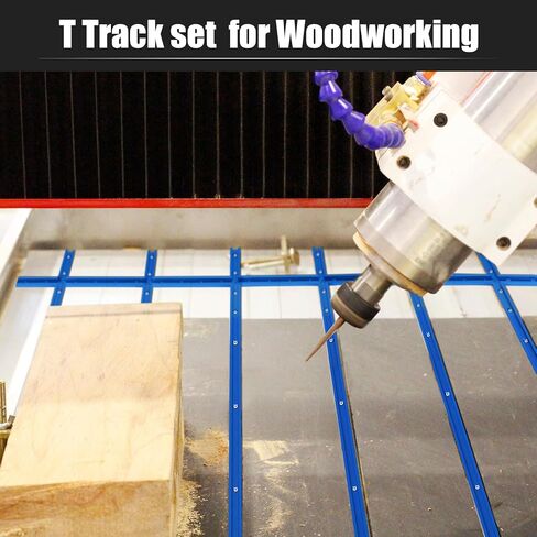 Zonon 4 Set 48'' T Track for Woodworking and T Track Intersection Kit with Predrilled Mounting Holes Wood Screw Double Cut Profile Universal T Track Accessory Aluminum T Rail Track Woodworking Tool in Saudi Arabia