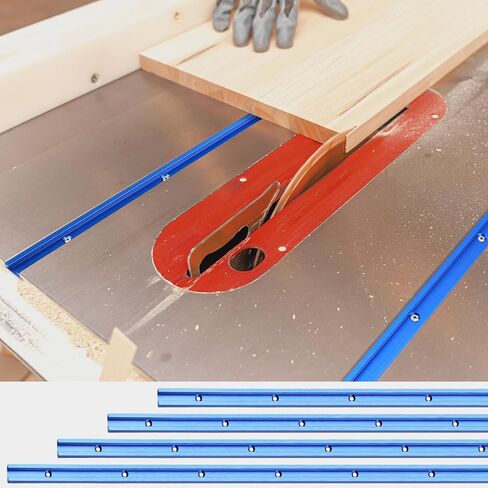 Zonon 4 Set 48'' T Track for Woodworking and T Track Intersection Kit with Predrilled Mounting Holes Wood Screw Double Cut Profile Universal T Track Accessory Aluminum T Rail Track Woodworking Tool in Saudi Arabia