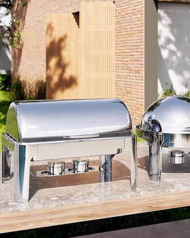 GAOMON 9QT Rectangular Roll Top Chafing Dish Buffet Set,Stainless Seel Chafing Dish Set,Catering Food Warmer with 1 Full Size Pans for Parties Catering in Saudi Arabia